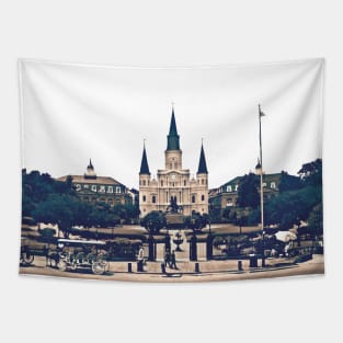 New Orleans Jackson Square Iconic Nola French Quarter Cityscape Travel Lifestyle Tapestry