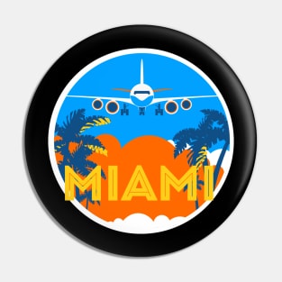 Vintage plane travel. Retro Miami travel badge Pin