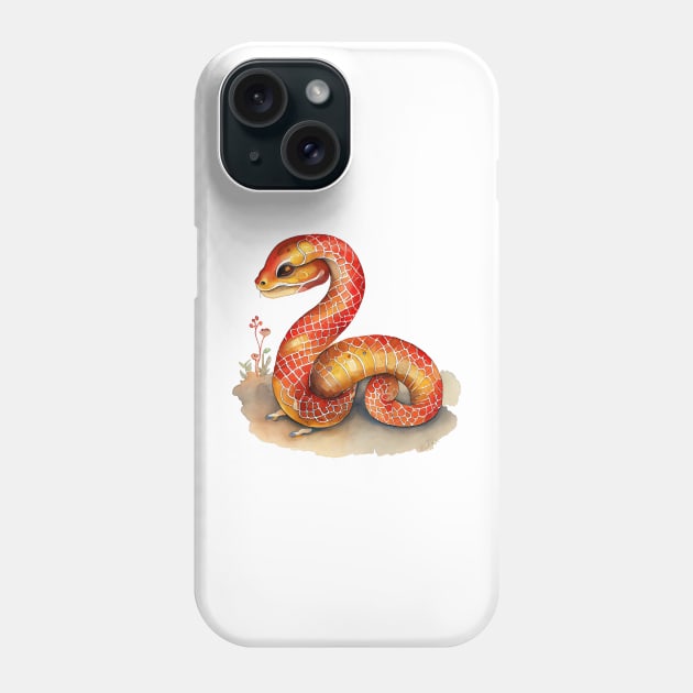 Watercolor Chinese Zodiac Year of the Snake Phone Case by artsyindc