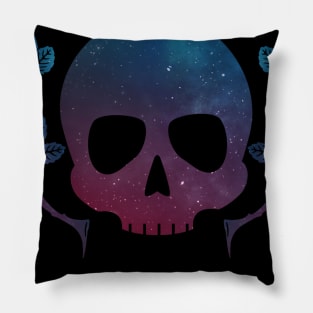 Memento Mori Cosmic Rose Skull Pillow