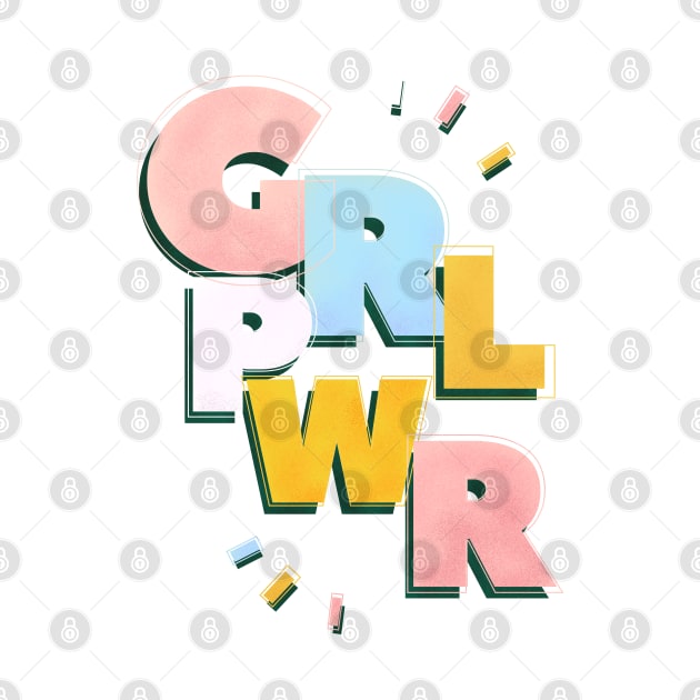 GRL PWR typography on green by showmemars