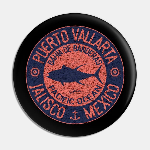 Puerto Vallarta, Jalisco, Mexico, with Yellowfin Tuna Silhouette Pin by jcombs