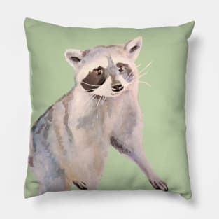 Peaceful Standing Raccoon Watercolor Pillow