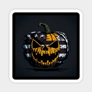 Halloween pumpkin vintage retro distressed American flag badge design Magnet