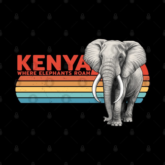 Elephant Kenya Vintage Sunset by NicGrayTees