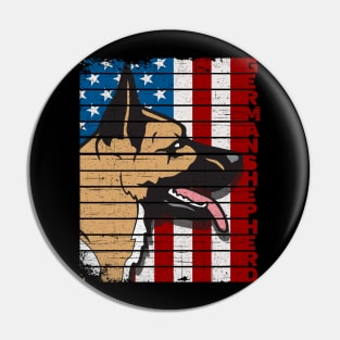 German Shepherd American Flag Pin