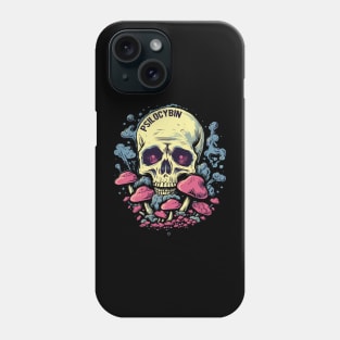 Psilocybin Tripping Skull with Mushrooms Phone Case