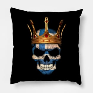 Greek Flag Skull with Crown Pillow