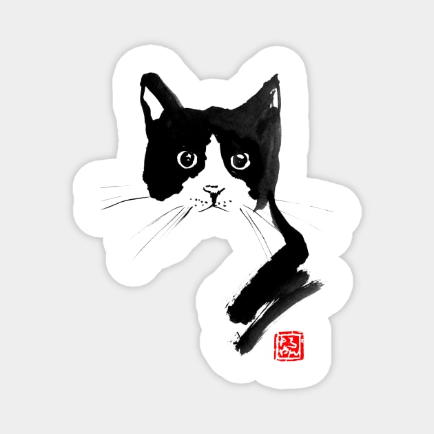 black and white cat Magnet by pechane