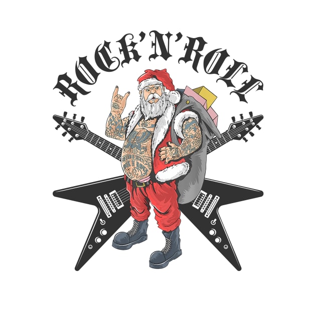 Christmas in July Rock and Roll Santa with Tattoos by nvqdesigns