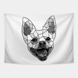 Cute Happy Mutt Geometric Sketch Tapestry