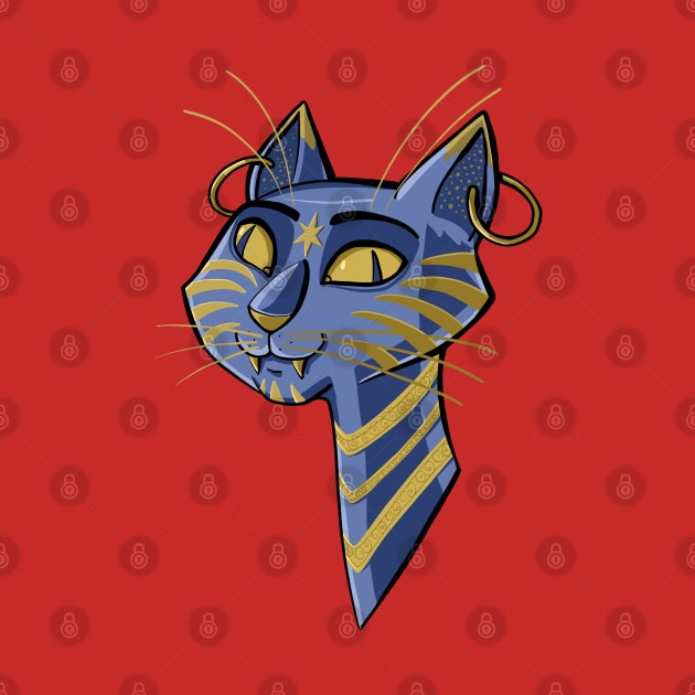 Head of Egyptian cat with earrings in ears by duxpavlic