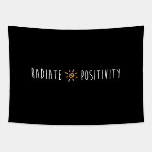 Radiate Positivity Minimalistic Script Good Vibes Quote Tapestry