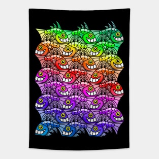 Rainbow fish Escher style Tapestry