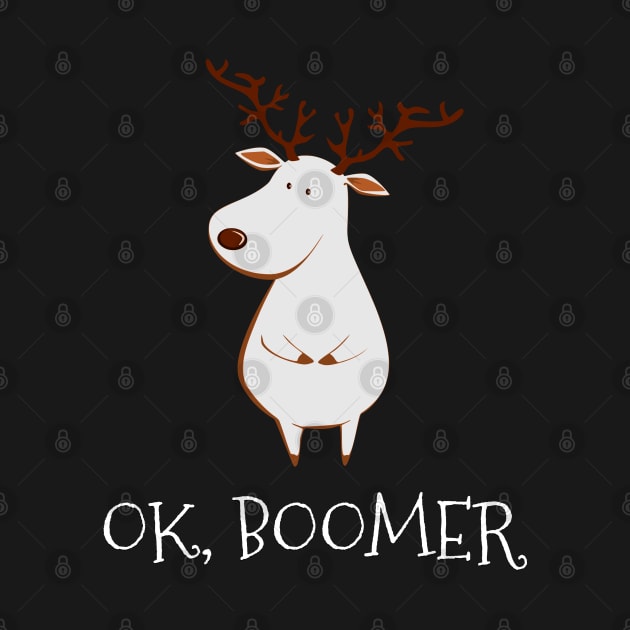 Ok Boomer Meme Deer Albino Ugly Christmas Sweater Gift by Ai Wanderer