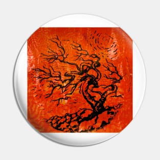 Old and Ancient Tree - Orange Red Pin