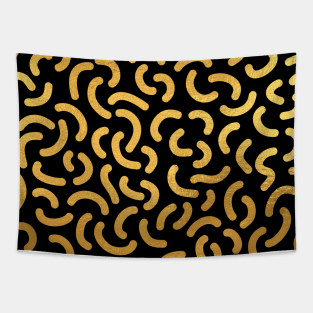 Black Gold colored abstract lines pattern Tapestry