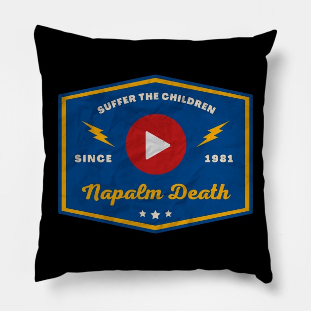 Napalm Death // Play Button Pillow by Blue betta