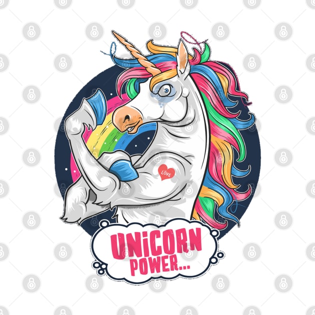 Unicorn Power - Magic Rainbow Cartoon Fantasy by bigbikersclub