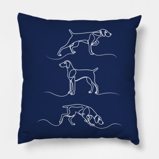 Continuous Line Weimaraners With Docked Tails (Navy and White) Pillow