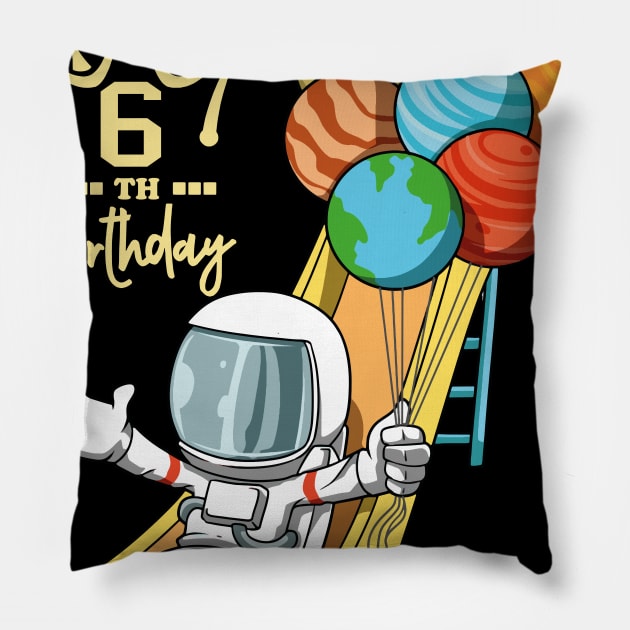 6th Birthday Astronaut Space Slide Planets Balloons Pillow by melostore