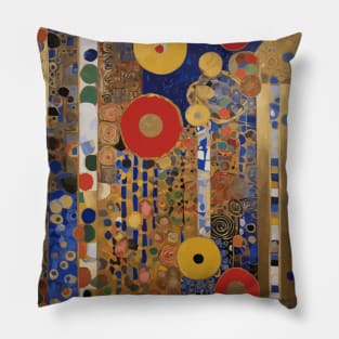 Cute Colorful Flowers Abstract Geometric Pattern After Klimt Pillow