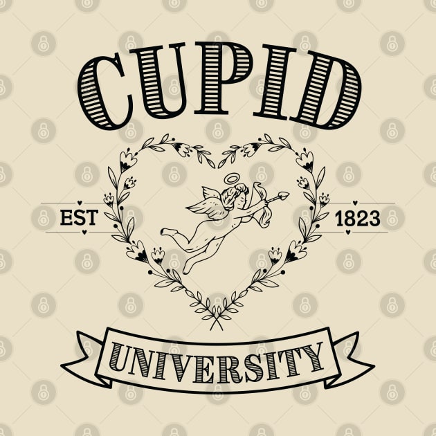 Cupid University T-Shirt, Cute Valentine's Day Shirt, Cute College Sweatshirt Classic T-Shirt, Black by KnockingLouder