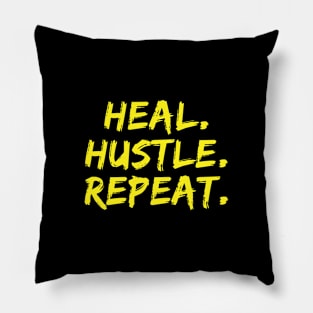 Heal Hustle Repeat Neon Yellow Pillow