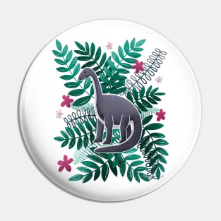 Dinosaur & Leaves - Pink Pin