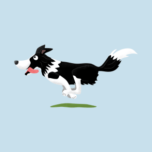 Funny Border Collie dog running cartoon T-Shirt