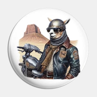 alpaca with a motorbike in the desert Pin