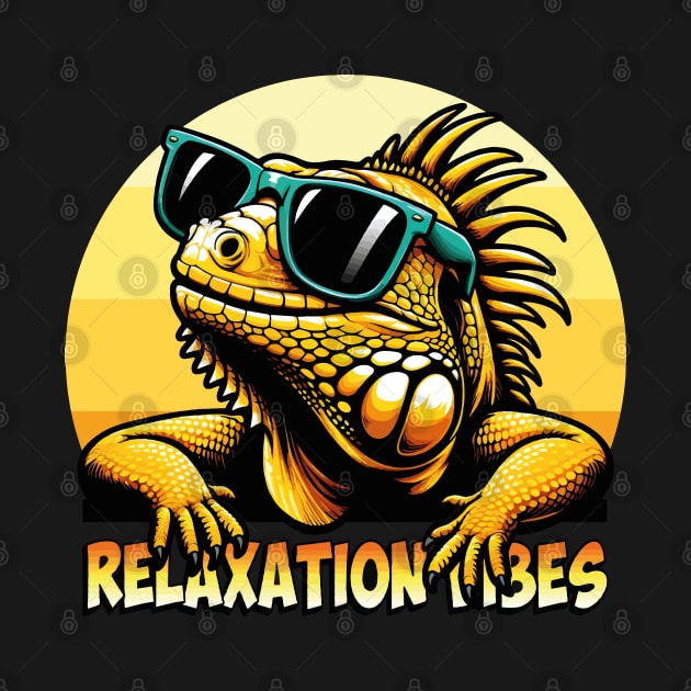 Relaxation Vibes: Iguana T-Shirt for Sun Seekers by chems eddine