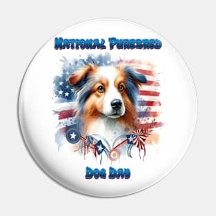 Collie Dog with American Flag Pin