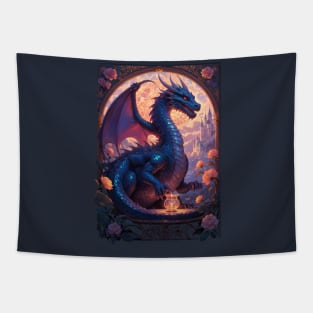 Medieval Blue Dragon Tapestry