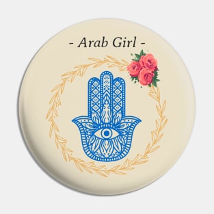 Arab Girl Hamsa evil eye Pin