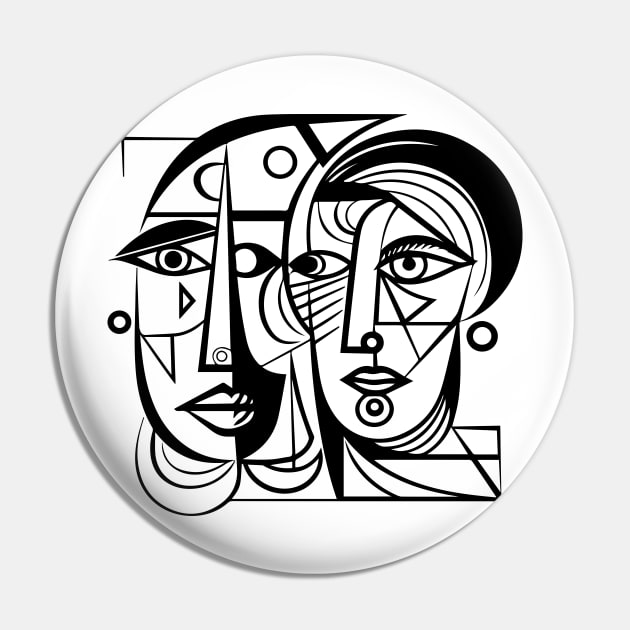 Cubist Woman Pin by n23tees