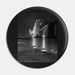 The Forth Bridge at night in Black and White Pin