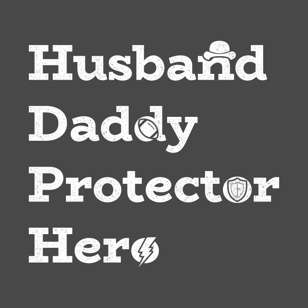 Husband. Daddy. Protector. Hero. With icons. Fathers Day Gift. by Ribbonbon