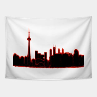 Toronto Skyline in Red and Black Tapestry