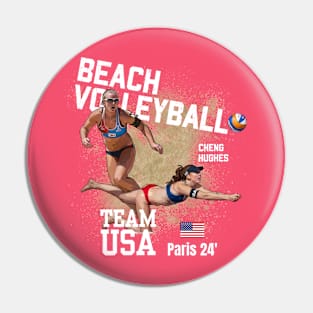 2024 Paris Beach Volleyball Kelly Cheng / Sara Hughes USA Cartoon Pin