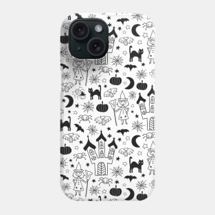 Halloween Night Black On White Phone Case