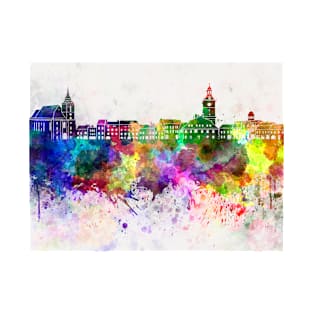 Brasov skyline in watercolor background T-Shirt