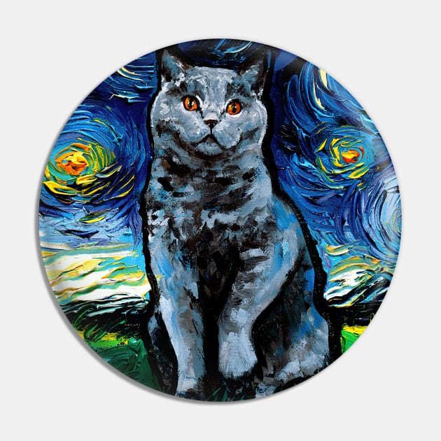 Blue British Shorthair Night Pin by sagittariusgallery