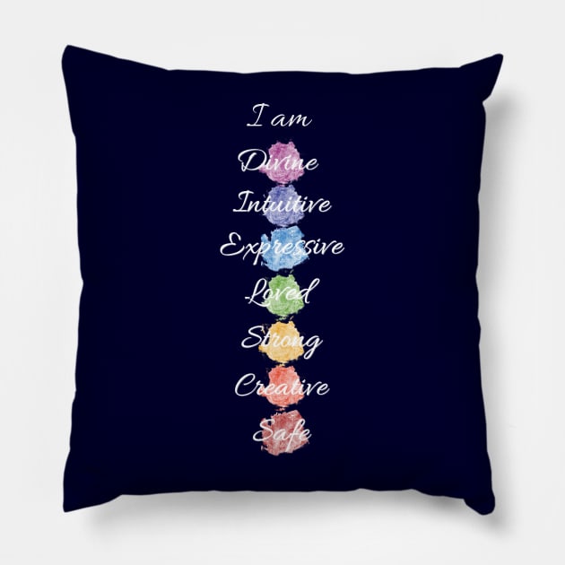 Seven Chakra Energy Affirmation Pillow by Bluepress