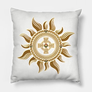 The golden celtic cross. Pillow