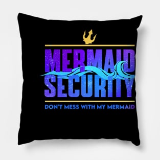 mermaid security - funny merman and mermaid dad Pillow