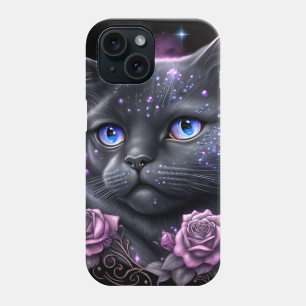 Shimmery Black British Shorthair Phone Case by Enchanted Reverie