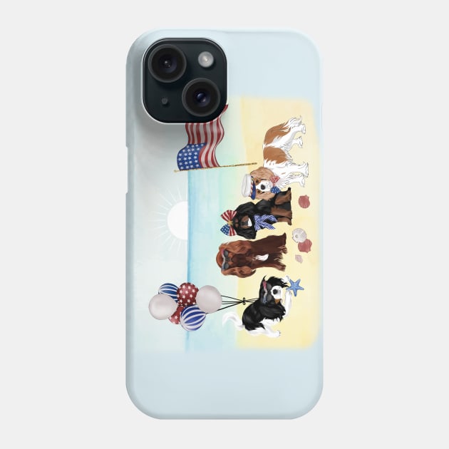 Patriotic Cavalier King Charles Spaniels, All Four Colors Phone Case by Cavalier Gifts