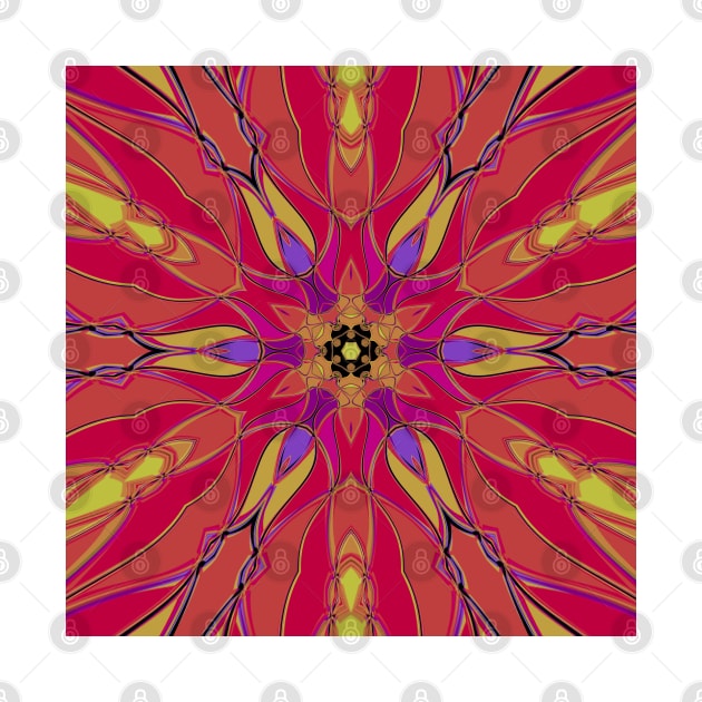 Cartoon Mandala Flower Pink Yellow and Purple by WormholeOrbital