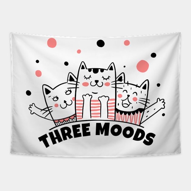 Three Cats Three Moods Tapestry by hsayn.bara